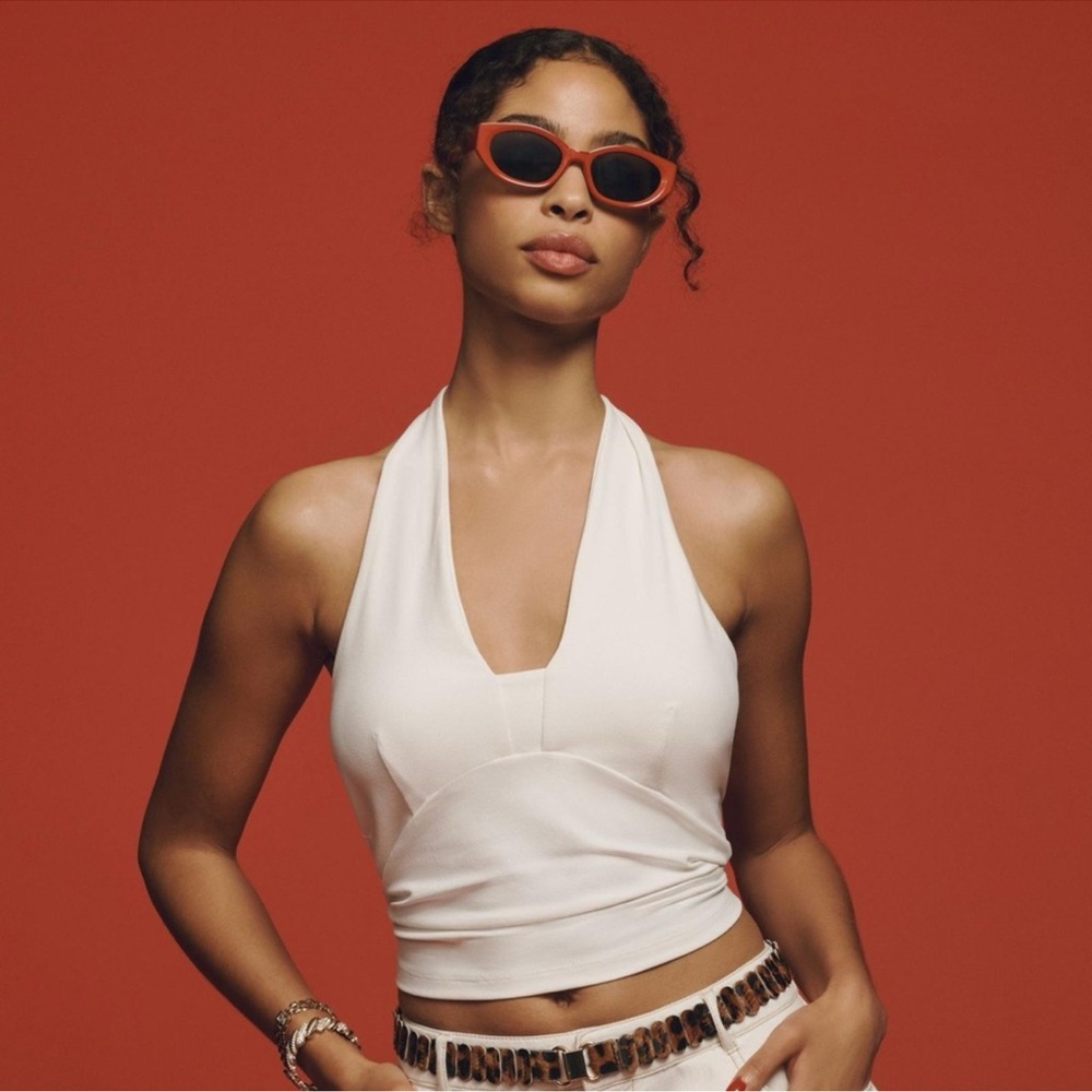 Anthropologie Tailored White Halter Top XS